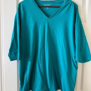 Woman Within Teal V-Neck Top